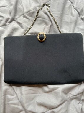 Vintage After 5 Elegant Black Chain-Handle Evening Clutch